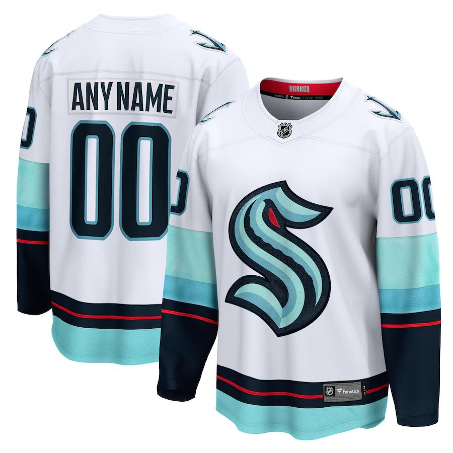 Men Seattle Kraken Fanatics Branded White Away Breakaway Custom NHL Jersey->more nhl jerseys->NHL Jersey